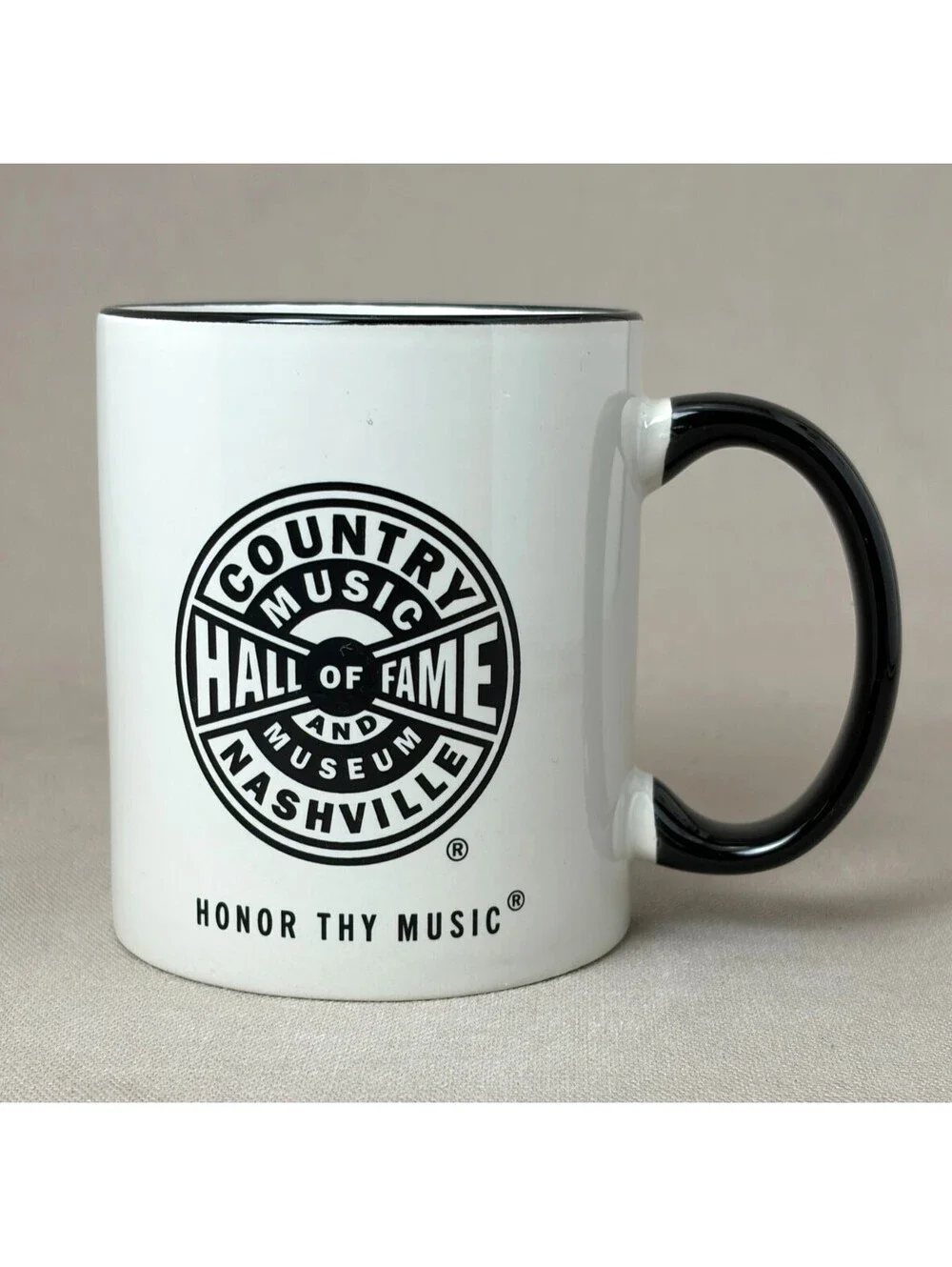 Country Music Hall of Fame Nashville Mug Honor Thy Music Black White Ceramic Cup